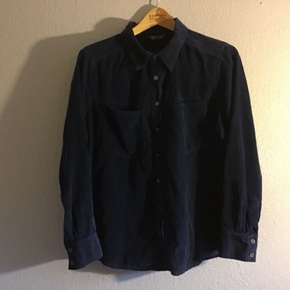M&S Collection Pure Cotton Corduroy Shirt Blue Size 16 US - Picture 3 of 9